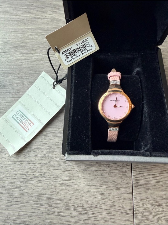 Emporio Armani Accessories - Emporio Armani Rose Gold Case Pink Dial Women's Watch with Crystal Accents